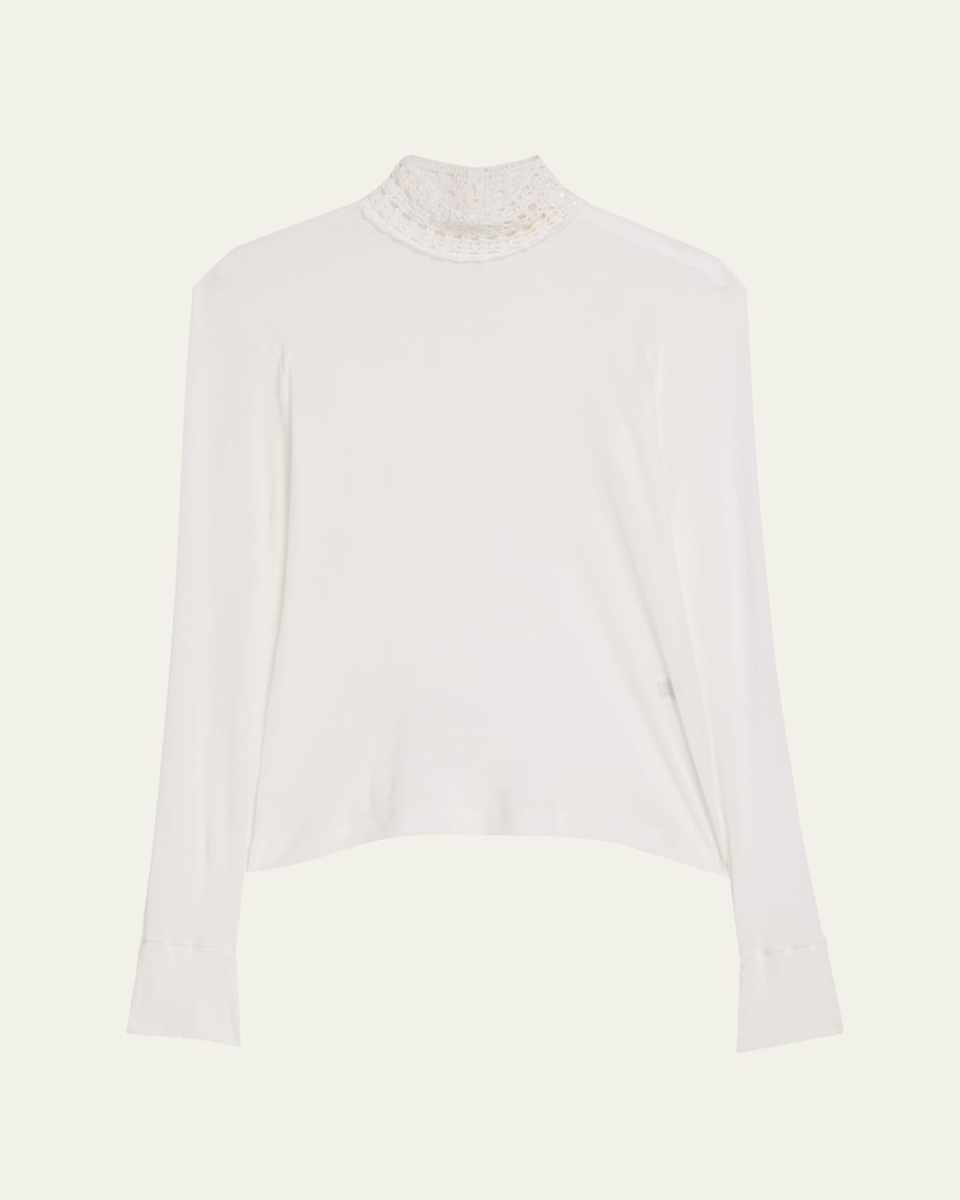 Saada Crochet Mock-Neck Top